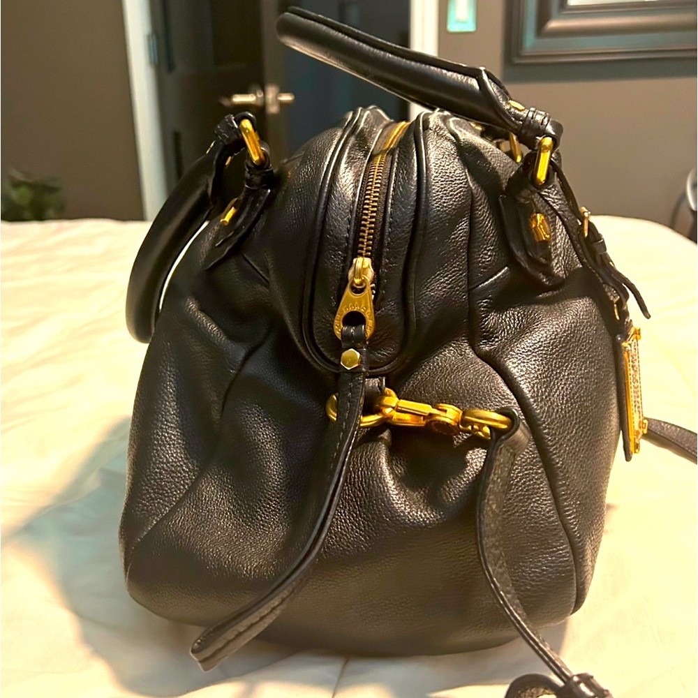 Marc Jacobs Black Leather Satchel with Gold Hardware - Picture 2 of 16